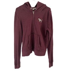 PINK Maroon Sequin Bling Zipper Hoodie